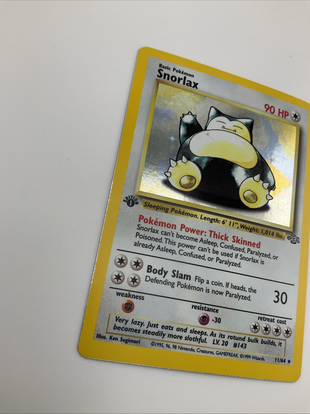 Pokémon TCG Snorlax Jungle 11/64 Holo Unlimited Holo Rare 1st Edition NM