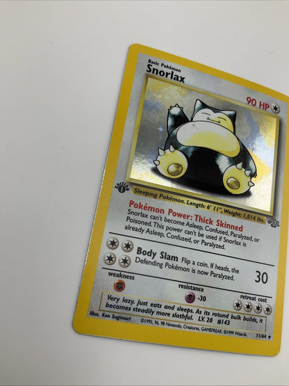 Pokémon TCG Snorlax Jungle 11/64 Holo Unlimited Holo Rare 1st Edition NM