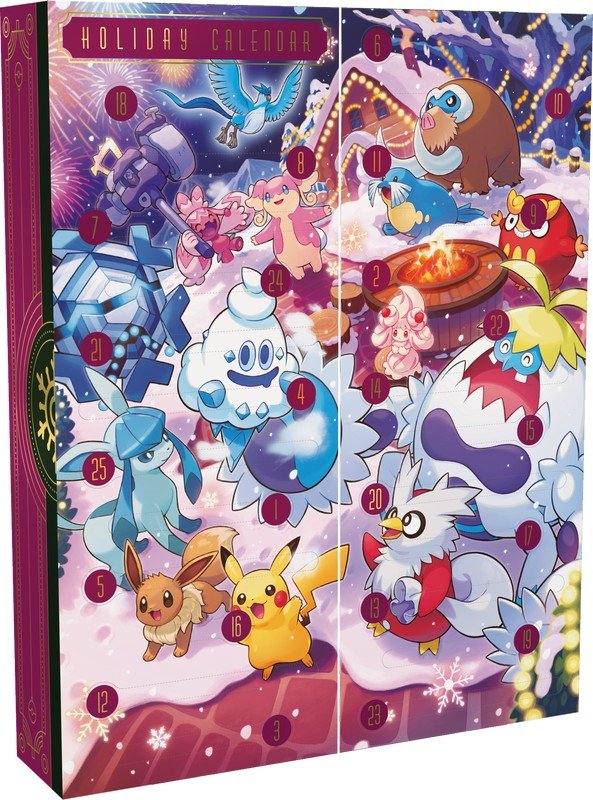 Pokémon TCG: Holiday Calendar 2025 – 25 Days of Surprises with 8 Festive Foil Cards, 6 Booster Packs, 7 Fun Packs, 2 Coins, 2 Sticker Sheets & Code Card – Seasonal Gift for Kids & Collectors - EA: Aug. 2025 (PRE-SALE)