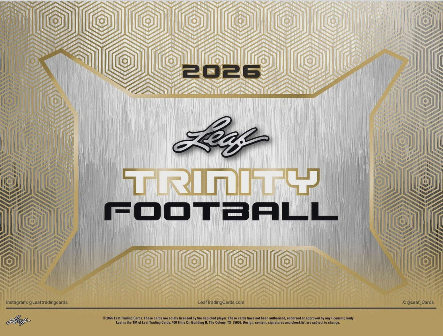 2026 Leaf Trinity Football Hobby Box, 7 Premium Autograph Cards Per Box, Base Steel Clear Autos, Rookie Auto Memorabilia, Jeremiah Smith Chase, Football Trading Card Collectible (PRE-ORDER)