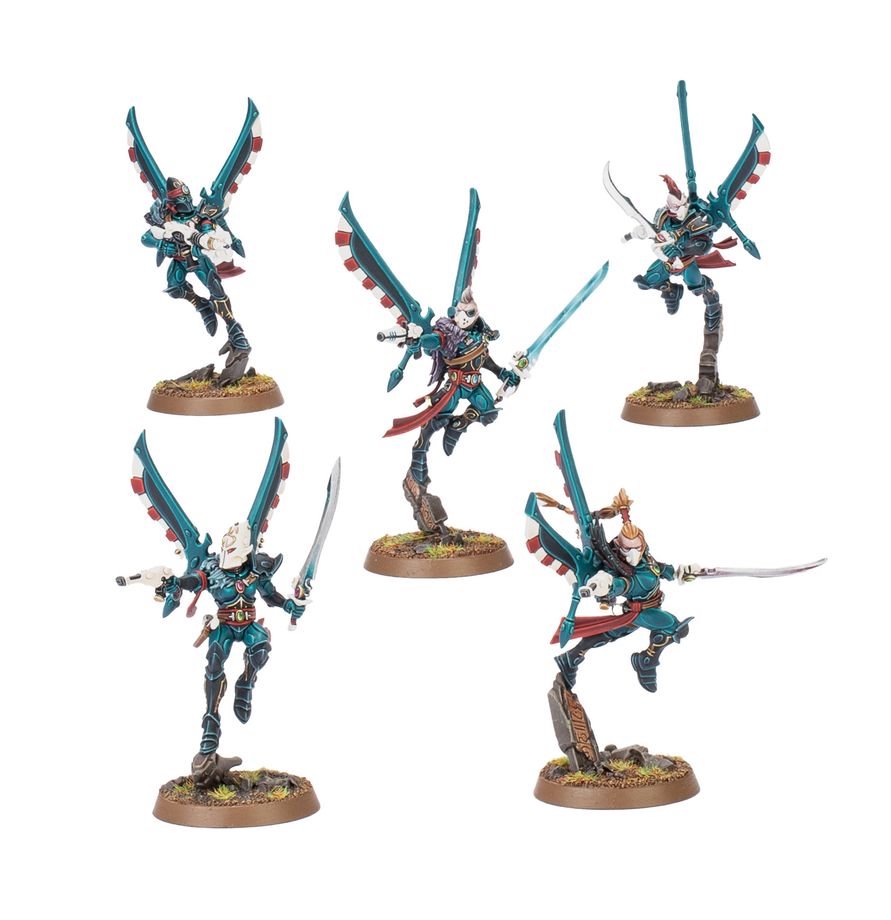 Warhammer 40,000 Aeldari Corsair Skyreavers Miniatures Set – 5 Customizable Plastic Figures with Jump Packs & Weapon Options for Warhammer 40K (PRE-ORDER)