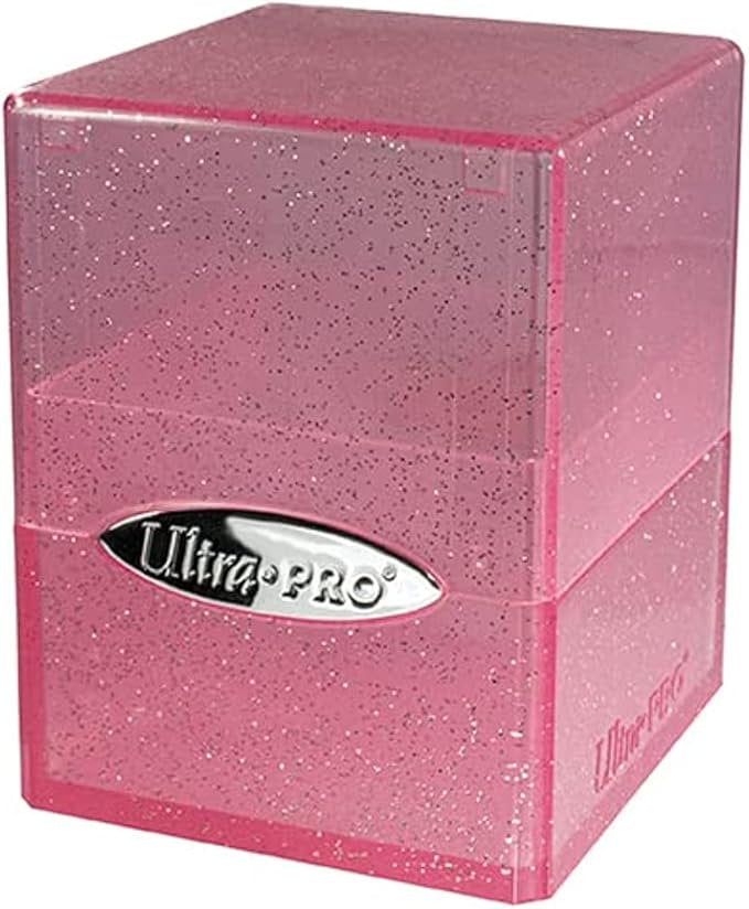 Ultra Pro Satin Cube Deck Box Glitter Pink – 100+ Card Storage for Pokemon TCG and MTG