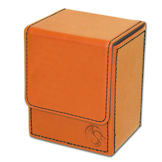 BCW orange magnetic closure deck box made from microfiber faux suede card storage case.