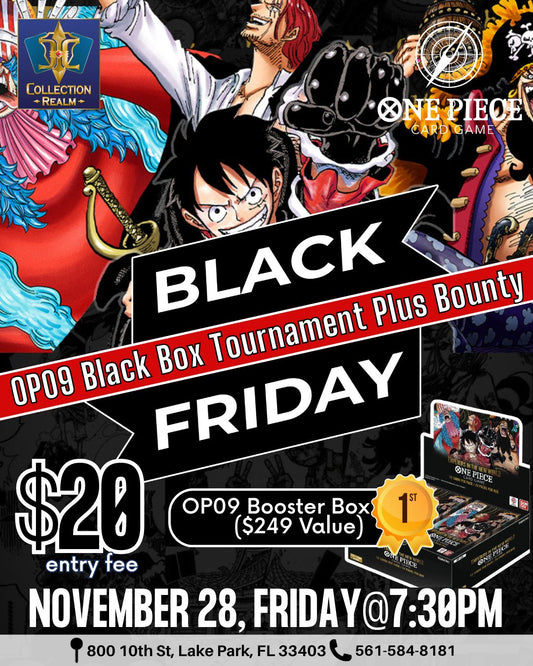One Piece Card Game – Black Friday OP-09 Black Box Tournament Plus Bounty – Friday, November 28, 7:30 PM