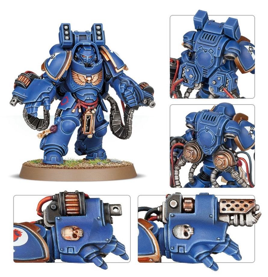 Warhammer 40,000 Space Marines Aggressor Squad – 3 Multi-Part Plastic Miniatures with Gravis Armor, Boltstorm or Flamestorm Weapons, Citadel Bases (PRE-ORDER)