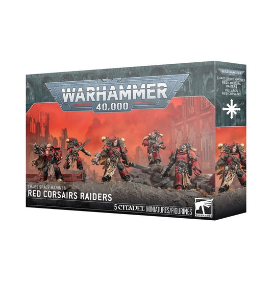 Warhammer 40,000 Red Corsairs Raiders Miniatures Set – 5 Customizable Chaos Space Marines with Transfer Sheet, Plastic Model Kit for Warhammer 40K