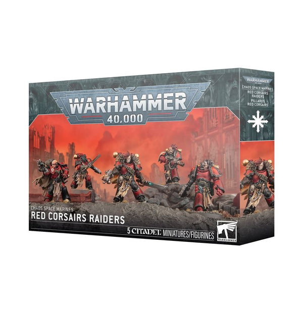 Warhammer 40,000 Red Corsairs Raiders Miniatures Set – 5 Customizable Chaos Space Marines with Transfer Sheet, Plastic Model Kit for Warhammer 40K