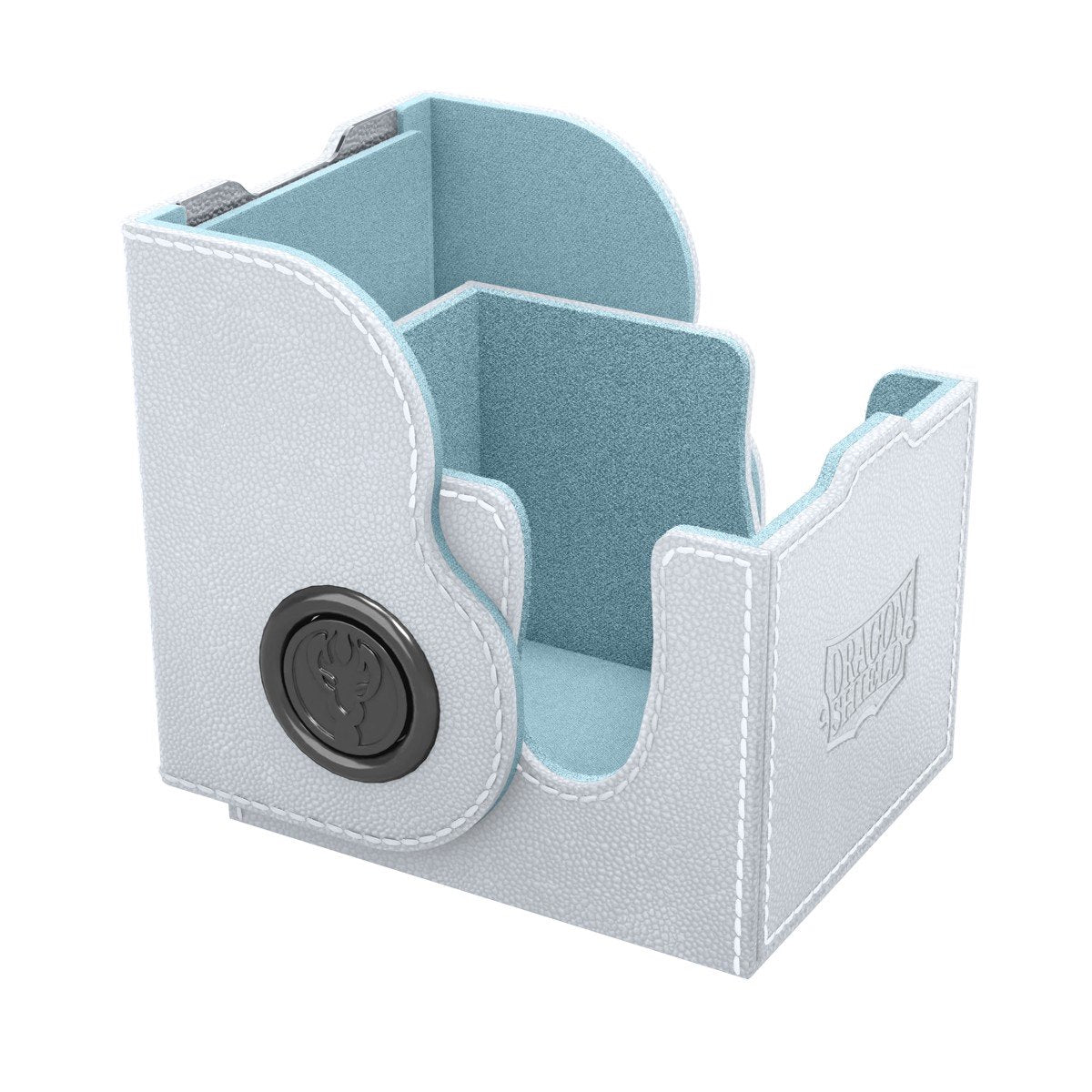 Dragon Shield Dragon Lock System Deck Box 100+ White & Aqua Magnetic Card Storage Case for TCG Cards, Acrylic Display Window, Holds 130 Single-Sleeved Cards (PREORDER - Release Date July 10, 2026)