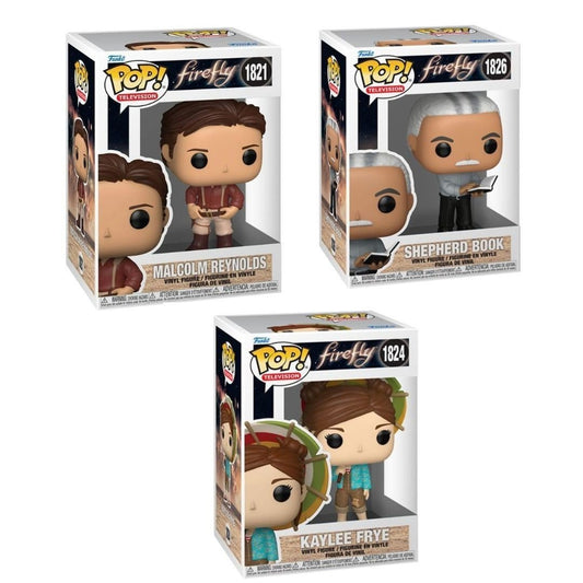 Firefly Wave 2B Funko Pop! Television - Set of 3 (Shepherd Book #1826, Kaylee Frye #1824, and Malcolm Reynolds #1821) Collectible Vinyl Figures - Estimated Arrival: Oct. 2025 (PRE-SALE)