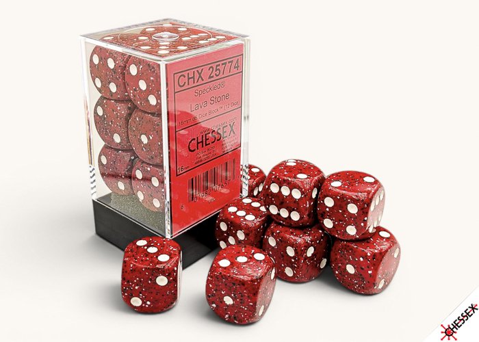 Chessex Lava Stone 16mm - 12 Dice