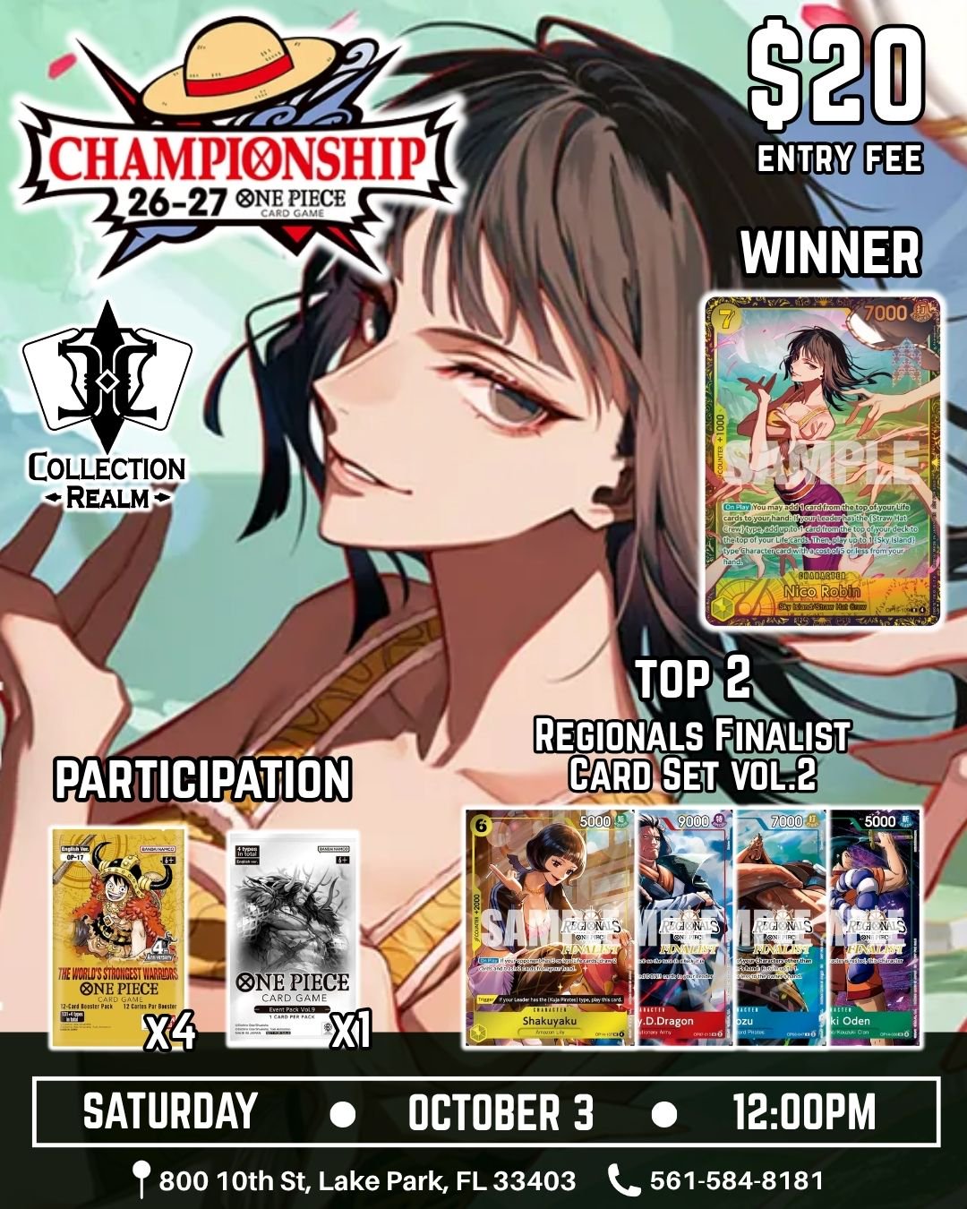 One Piece TCG Championship – October 3, 2026 (Saturday 12:00 PM)