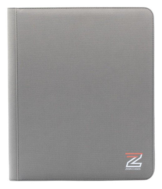 Zion Cases 9-Pocket Toploader Binder Grey – Diamond Texture Premium PU Leather Card Album – Side-Loading, Acid-Free, 252 Card Capacity – Heavy Duty Zippered Storage for TCG, Sports & Pokémon Cards