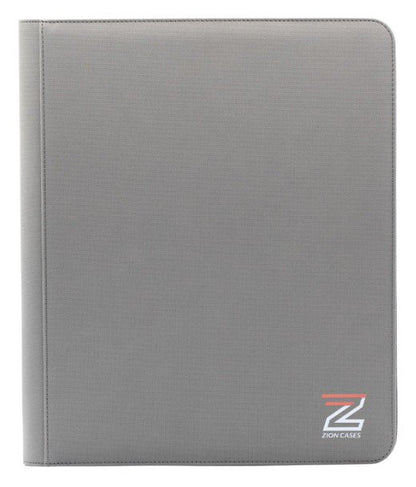 Zion Cases 9-Pocket Toploader Binder Grey – Diamond Texture Premium PU Leather Card Album – Side-Loading, Acid-Free, 252 Card Capacity – Heavy Duty Zippered Storage for TCG, Sports & Pokémon Cards