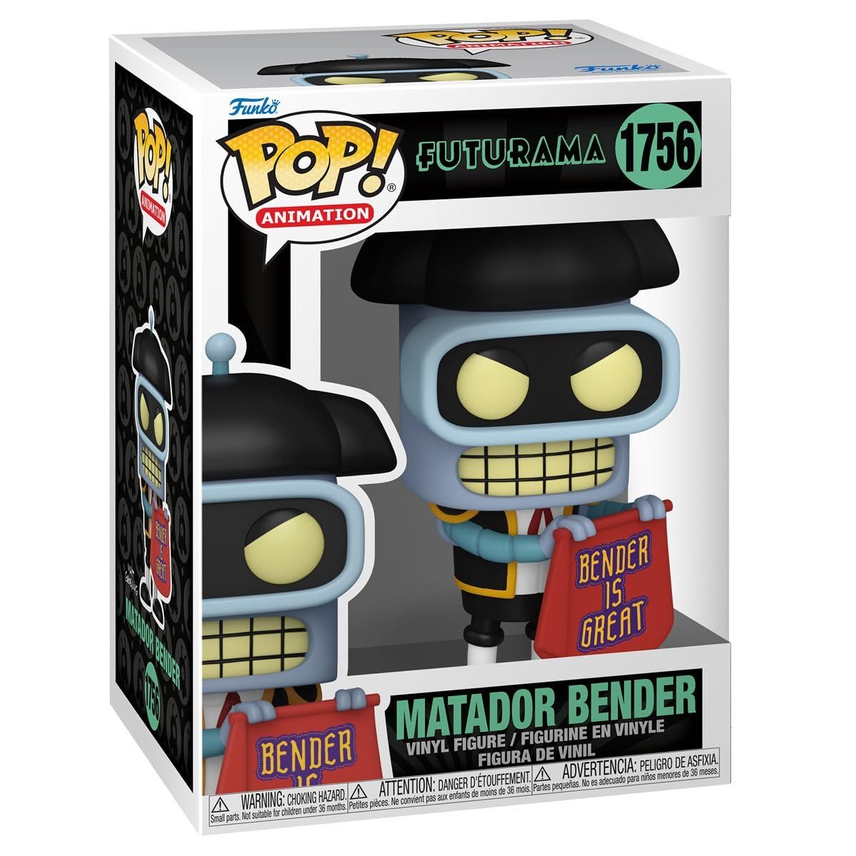 Matador Bender Funko Pop! Animation Futurama - Approx. 4 1/2" Collectible Vinyl Figure #1756 with Window Display Box