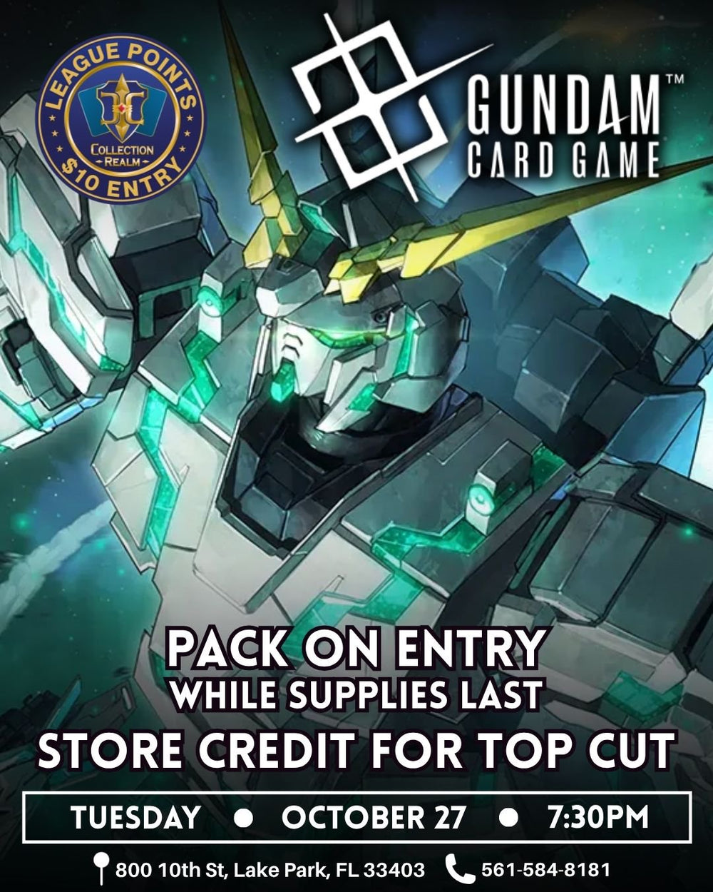Gundam – League Points Tournament – October 27 2026 (Tuesday) 7:30 PM