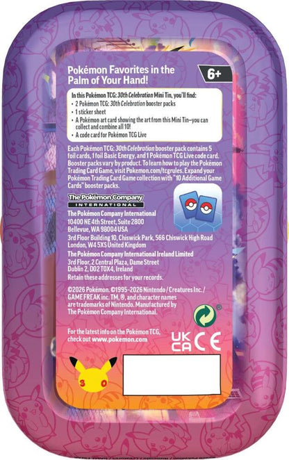 Pokémon TCG 30th Celebration Mini Tin Umbreon | Includes 2 Booster Packs, Sticker Sheet, Collectible Art Card & Pokémon TCG Live Code Card (PREORDER - Release Date September 16, 2026)