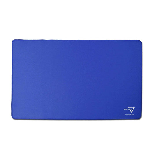 BCW blue solid color fabric playmat with stitched edging for trading card game play and protection.