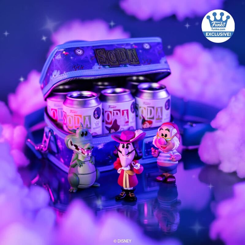 Peter Pan Funko Soda! Fly Away to Neverland - 6-Piece Set of Approx. 4" Vinyl Figures in Collectible Soda Cans (Chance of 1 Chase Variant) with an 8" Cooler Bag