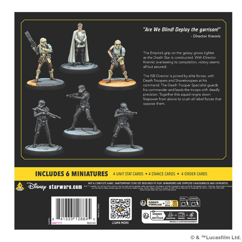 Star Wars Shatterpoint Deploy the Garrison Squad Pack – Director Krennic, Death Troopers & Shore Troopers – 6 Miniatures, Unit Stat, Stance & Order Cards (PRE-ORDER)