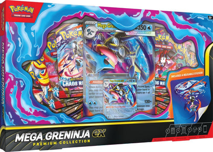 Pokémon TCG: Mega Greninja ex Premium Collection – Foil Promo Card, Oversize Display Card, Tech Sticker & 8 Booster Packs | Trading Card Game Collectible Set (PREORDER - Release Date July 07, 2026)