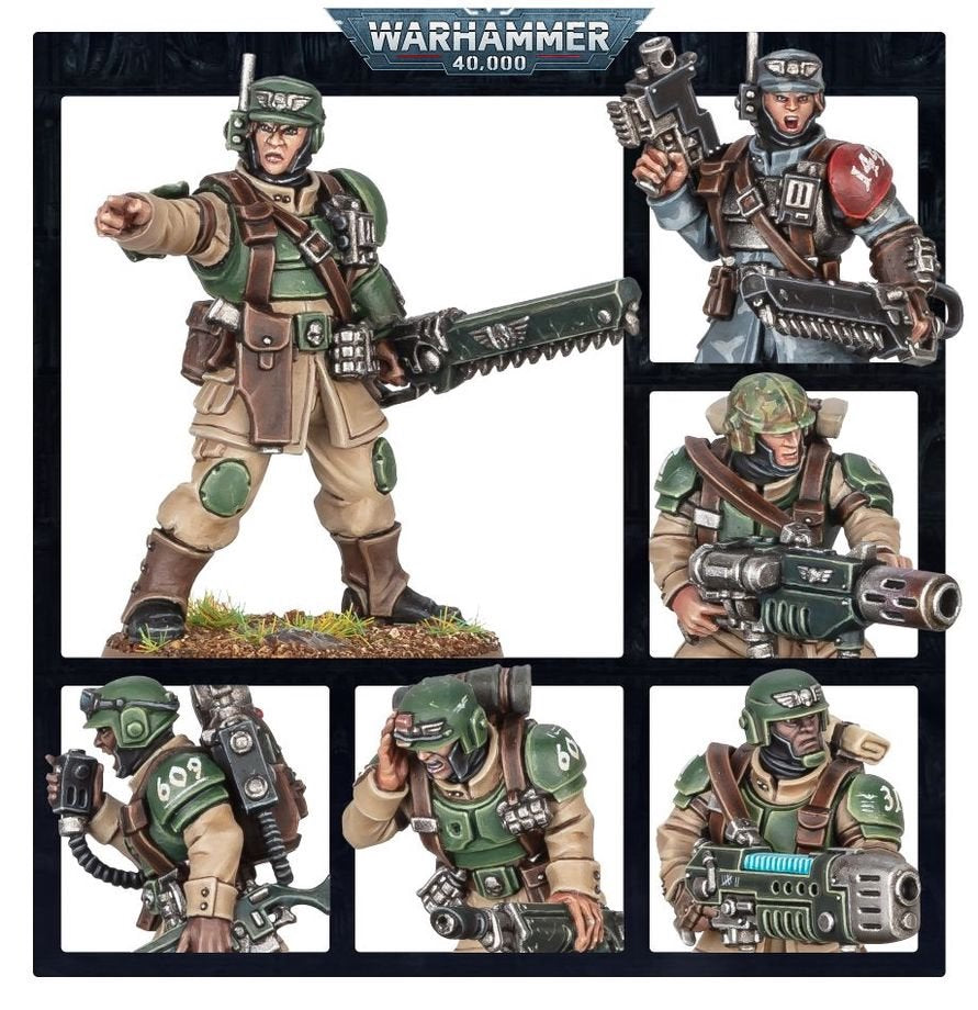 Warhammer 40,000 Astra Militarum Cadian Shock Troops – 10 Plastic Miniatures with Custom Weapons, 20+ Heads, Transfer Sheet & Bases for Astra Militarum Army Building (PRE-ORDER)