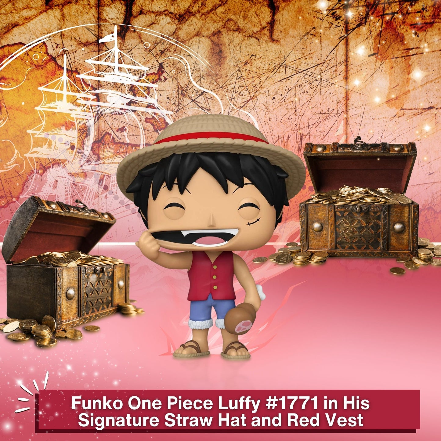 Monkey D. Luffy (2024) Funko Pop! Animation One Piece - Approx. 4 1/4" Collectible Vinyl Figure 1771 with  Display Box Protector Case