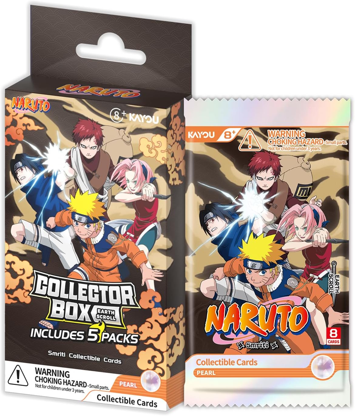 KAYOU Naruto Collectible Cards Earth Scroll Collector Box — 5 Packs, 8 Cards Per Pack | Smriti Series | Blind Pack TCG (PRE-ORDER)