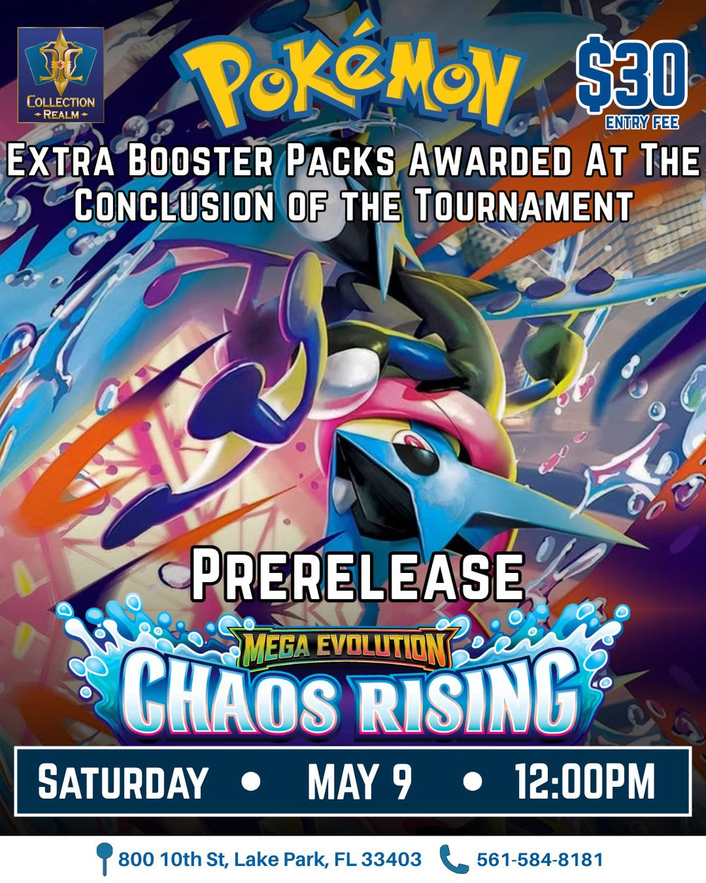 Pokémon TCG Prerelease: Mega Evolution Chaos Rising – May 9 (Sat) 12PM