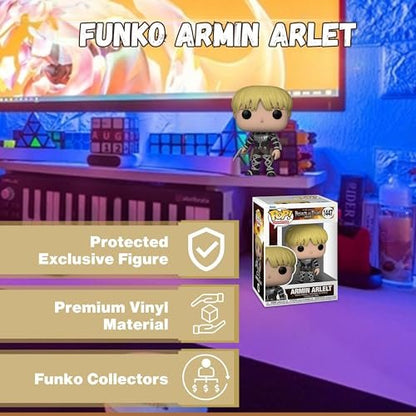 Armin Arlelt Funko Pop! Animation: Attack on Titan - Vinyl Figure #1447 with Display Box Protector Case