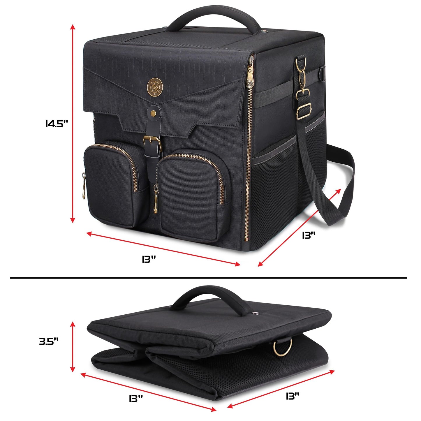 ENHANCE Board Game Shoulder Bag - Reinforced Board Game Storage with Padded Shoulder Strap and Accessories Pockets for Dice, Cards, More - Carrier Protects Tabletop Adventures