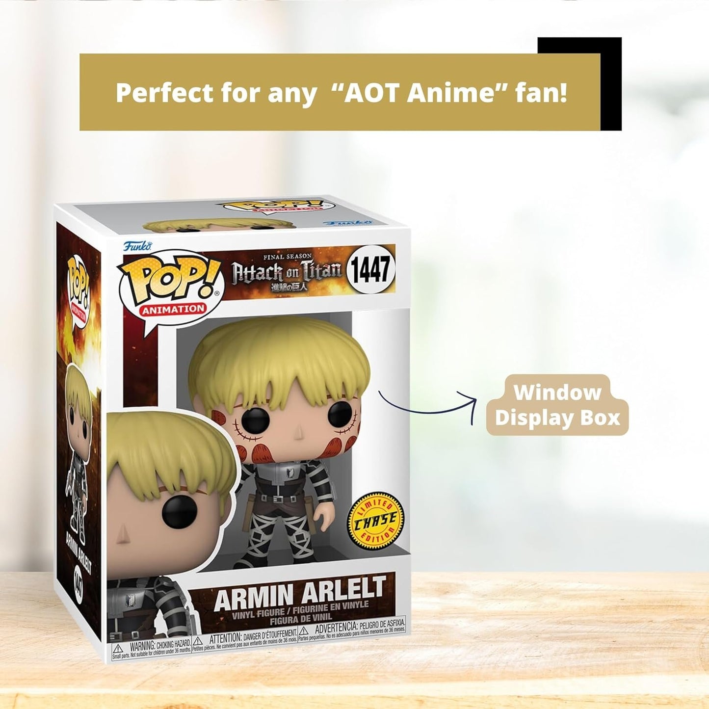 Armin Arlelt Funko Pop! Attack on Titan - Chase Limited Edition Vinyl Figure #1447 with Display Box Protector Case