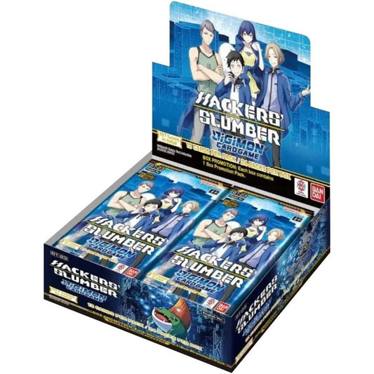 Digimon Hackers Slumber Booster Box featuring collectible Digimon cards from the Digimon TCG series.