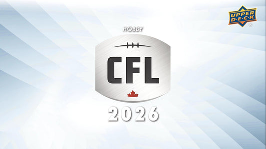 2026 Upper Deck CFL Canadian Football League Trading Cards Case - 6 Cards/Pack, 16 Packs/Box, 8 Boxes/Inner, 2 Inners/Case, Rookie & Veteran Set, Autographs & Numbered Parallels (PRE-ORDER JUNE)