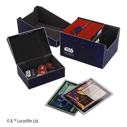 Star Wars Unlimited Twin Suns Soft Crate Card Back Blue, Officially Licensed Deck Box with Token Box and 2 Slide Card Cases, Holds Double-Sleeved Cards, Gamegenic