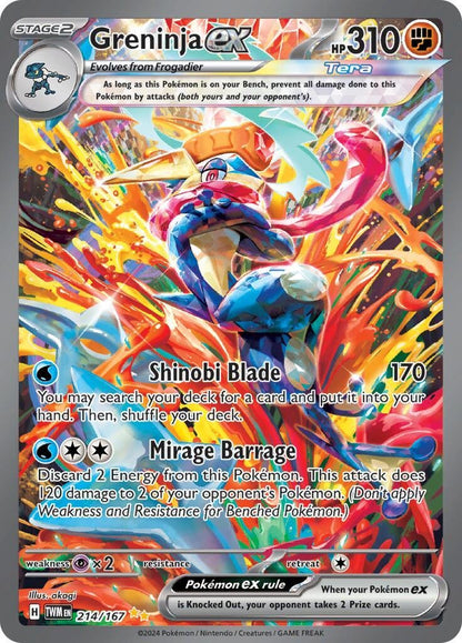 Pokémon TCG Twilight Masquerade Holo - Greninja ex 214/167 LP