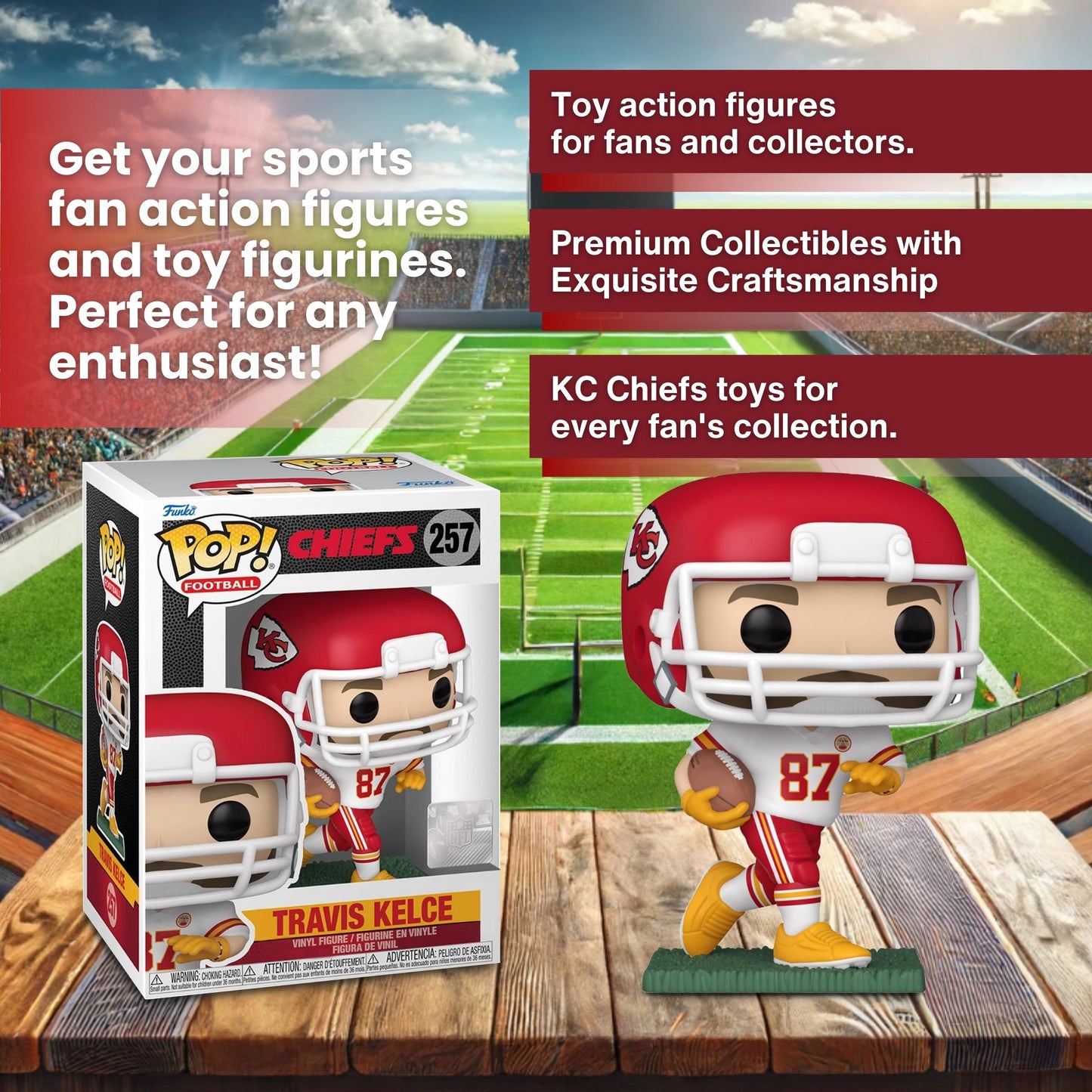 Travis Kelce Funko Pop! Football NFL Chiefs - Vinyl Figure #257 with Window Display Box