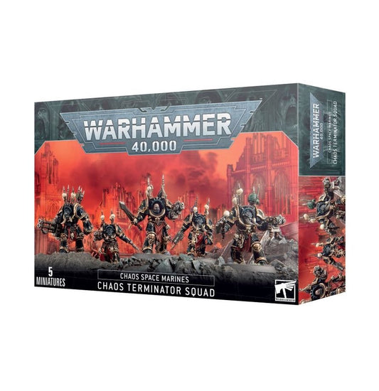Warhammer 40,000 Chaos Space Marines Terminator Squad – 5 Chaos Terminators Miniatures with Customisable Weapons & Transfer Sheet – Plastic Model Kit for Chaos Space Marines, World Eaters & Emperor’s Children