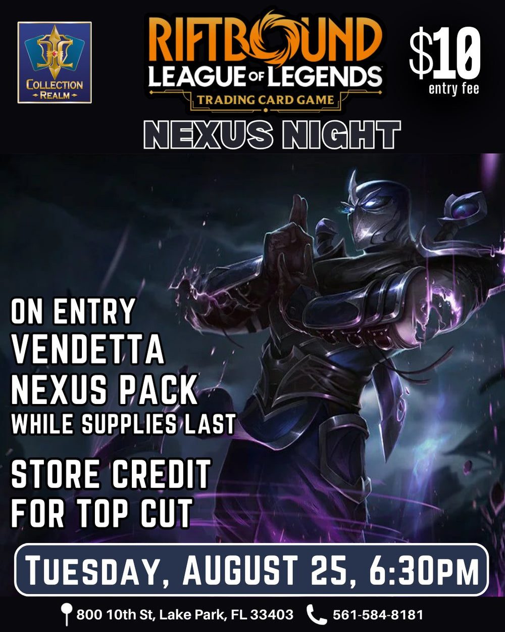 Riftbound League of Legends TCG Nexus Night Tournament – August 25, 2026 (Tuesday 6:30 PM)