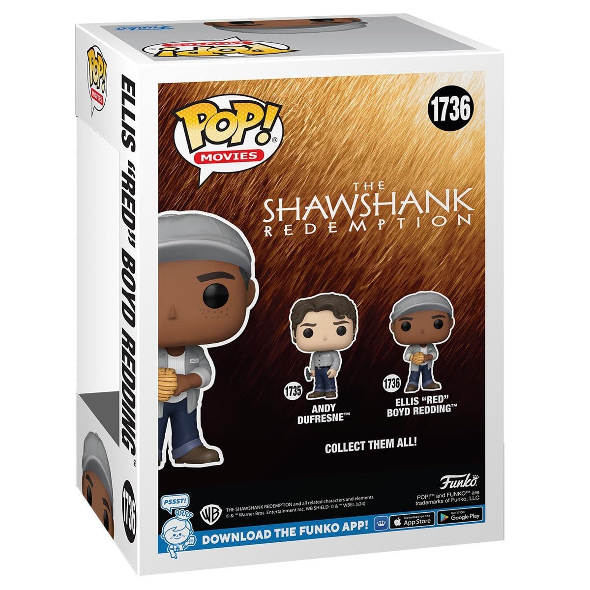 Ellis 'Red' Boyd Redding Funko Pop! Movies: The Shawshank Redemption - Approx. 4" Collectible Vinyl Figure #1736 with Window Display Box