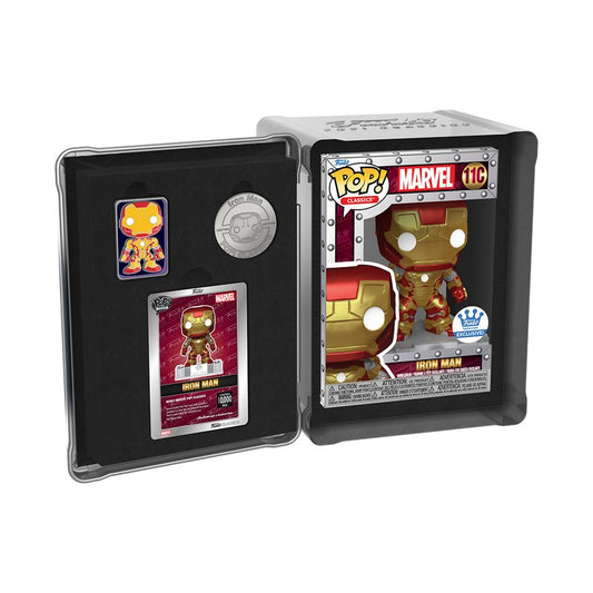Iron Man Funko Pop! Classics Marvel - Approx. 4.35" Exclusive Collectible Vinyl Figure #11C in Silver-Tone Window Box with Tin Protective Case