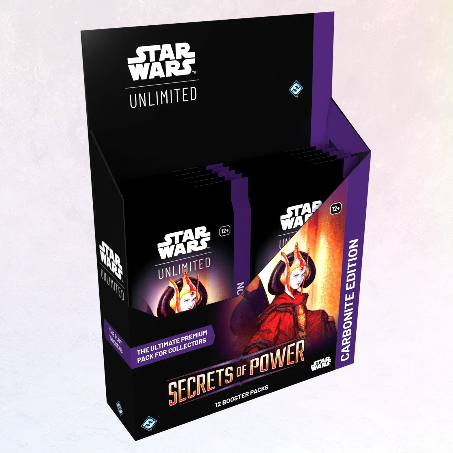 Star Wars Unlimited Secrets of Power Carbonite Edition Booster Box with premium card finish.