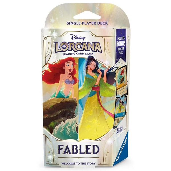 Disney Lorcana Fabled Amber & Sapphire Starter Deck with booster pack and tokens