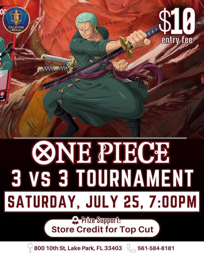 One Piece Card Game 3 vs 3 Tournament – July 25, 2026 (Saturday 7:00 PM)