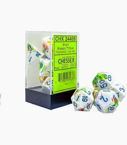 Chessex Dice Brush Polyhedral 7 Die Set Breezy Blue RPG Dice Set Tabletop Game