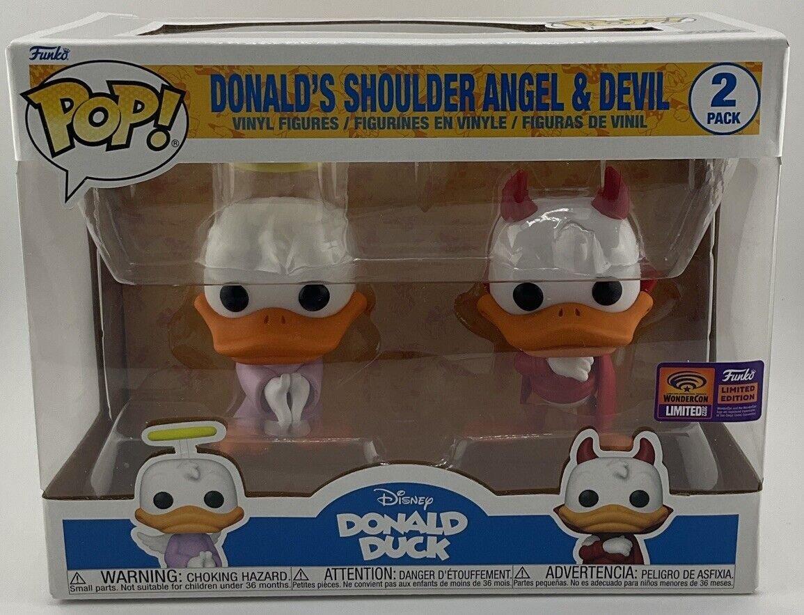 Funko Pop Disney Donald's Shoulder Angel And Devil 2 Pack 2022 WonderCon