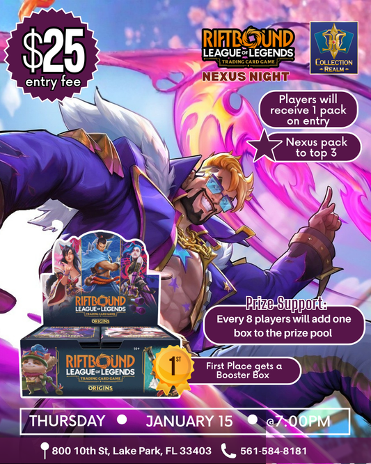 Riftbound: League of Legends TCG Nexus Night – January 15 (Thursday, 7:00 PM)